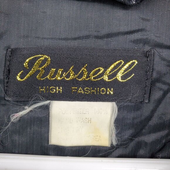 Vintage Russell 80's Renaissance Grey Puff Sleeve Crinkled Zip Up Bomber Jacket - Picture 4 of 10